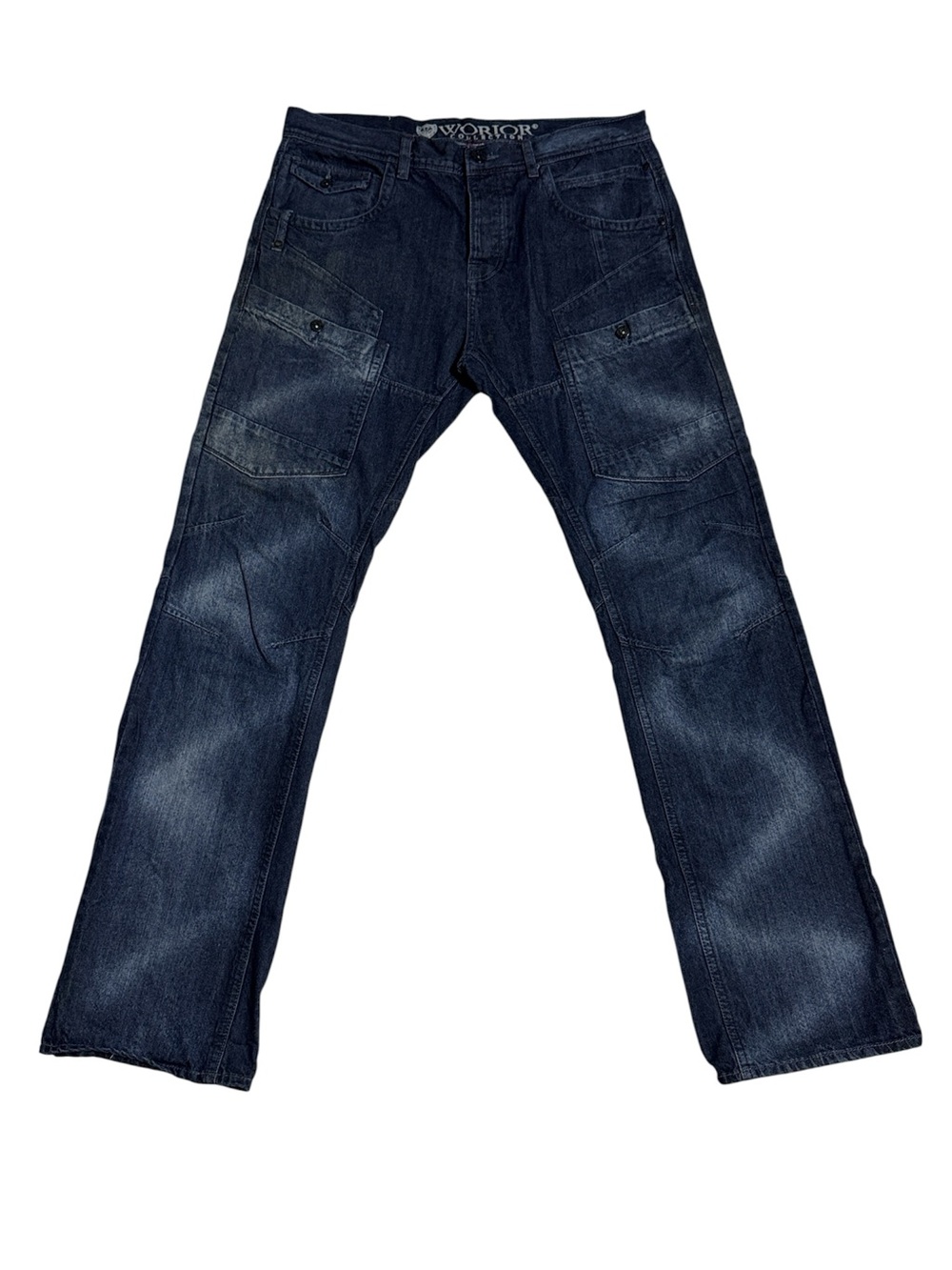 Worrior Mens 38/34 Slim Fit Denim Blue Jeans Y2K Hip Hop Style